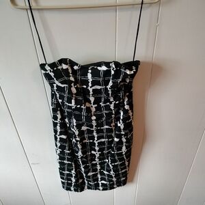 Express Black and White Strapless Dress
